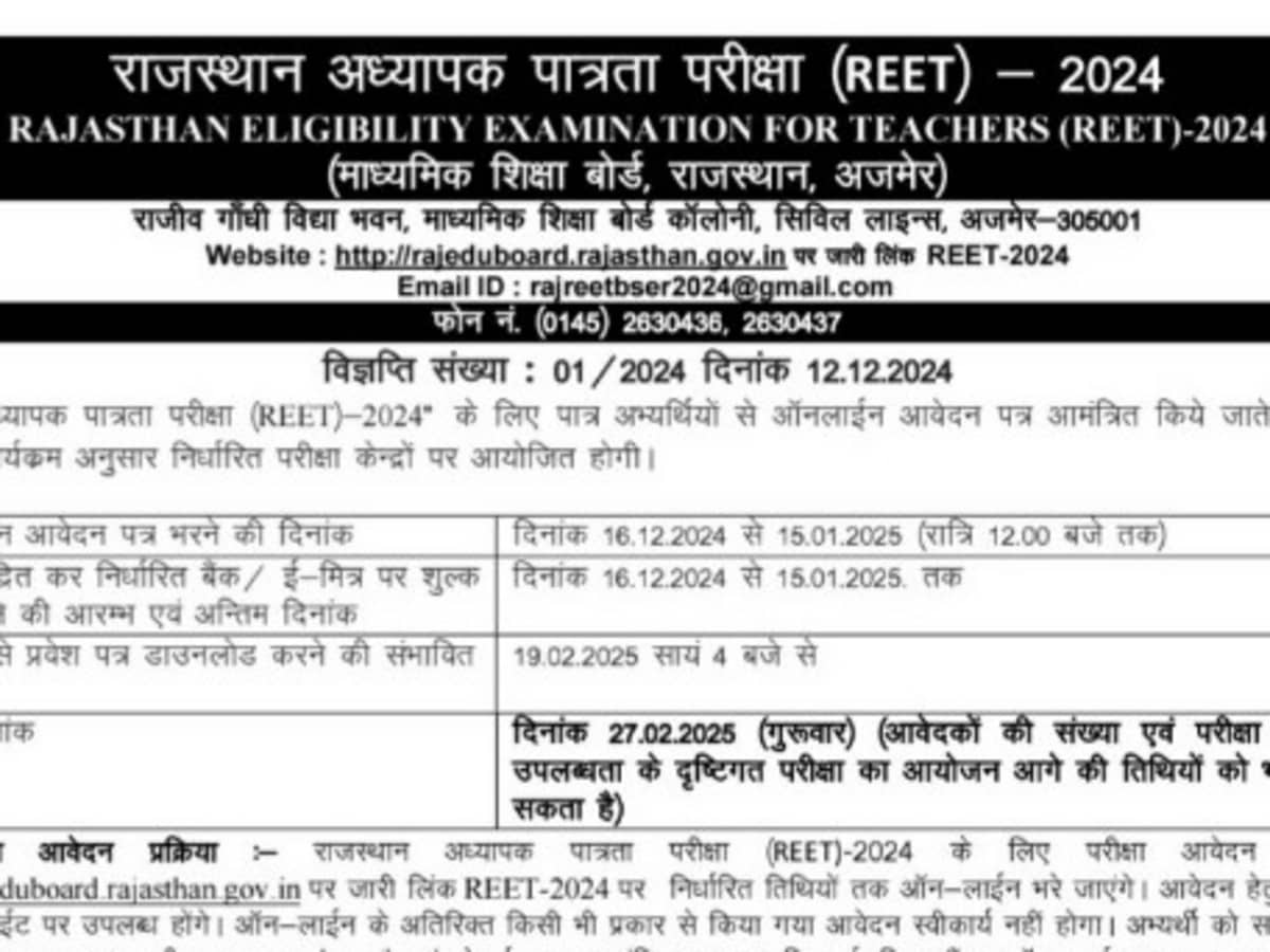 REET 2025 Notification